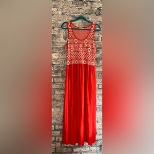 Skies Are Blue Spicey Orange Geometric Maxi Dress smoke/pet free home EUC